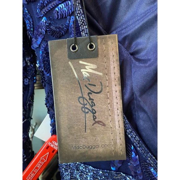 Mac Duggal 4576 Sequin Bell Sleeve Gown Blue Women's Size 2 - Picture 14 of 16